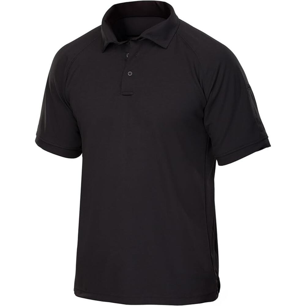 Vertx Mens Tactical Polo Shirt, Short Sleeve T-Shirt, Breathable, X- large Black